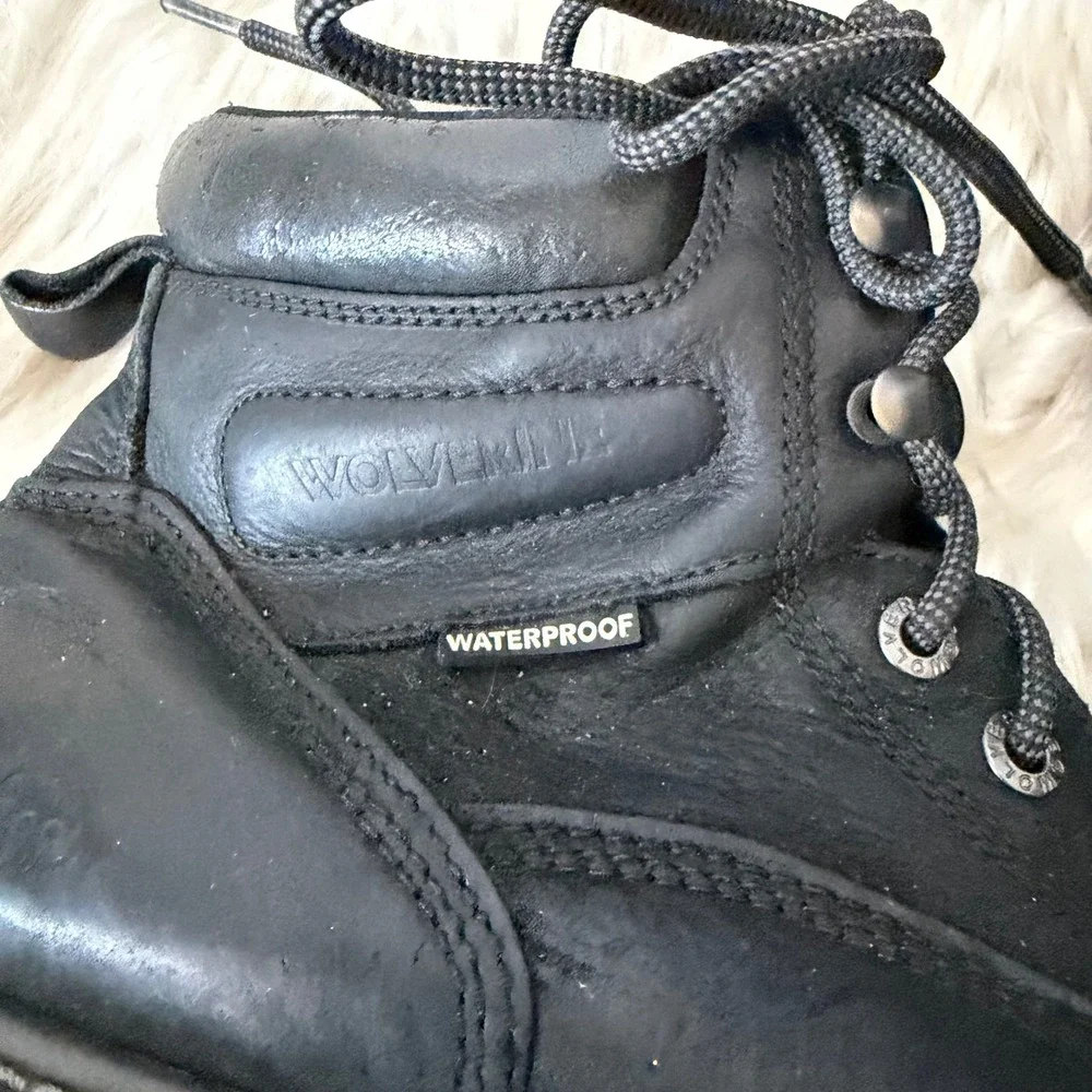 Wolverine Mens Black Leather Waterproof Safety Toe Work Boots W19 10.5M